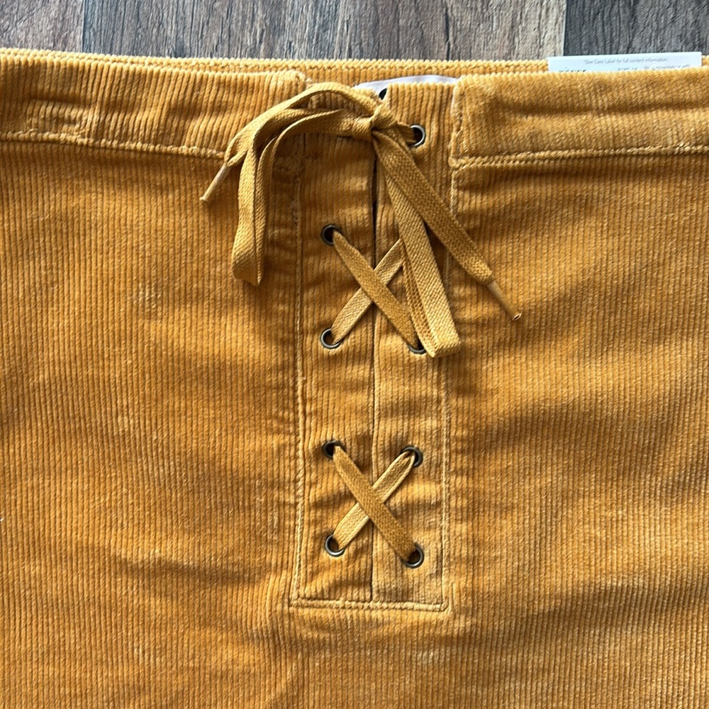 SO High Rise Corduroy Mustard Yellow Mini Skirt New - Picture 2 of 6
